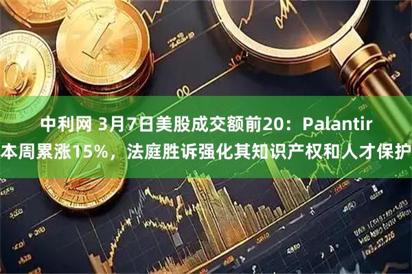 中利网 3月7日美股成交额前20：Palantir本周累涨15%，法庭胜诉强化其知识产权和人才保护