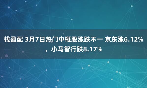 钱盈配 3月7日热门中概股涨跌不一 京东涨6.12%，小马智行跌8.17%