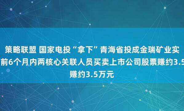 策略联盟 国家电投“拿下”青海省投成金瑞矿业实控人 前6个月内两核心关联人员买卖上市公司股票赚约3.5万元